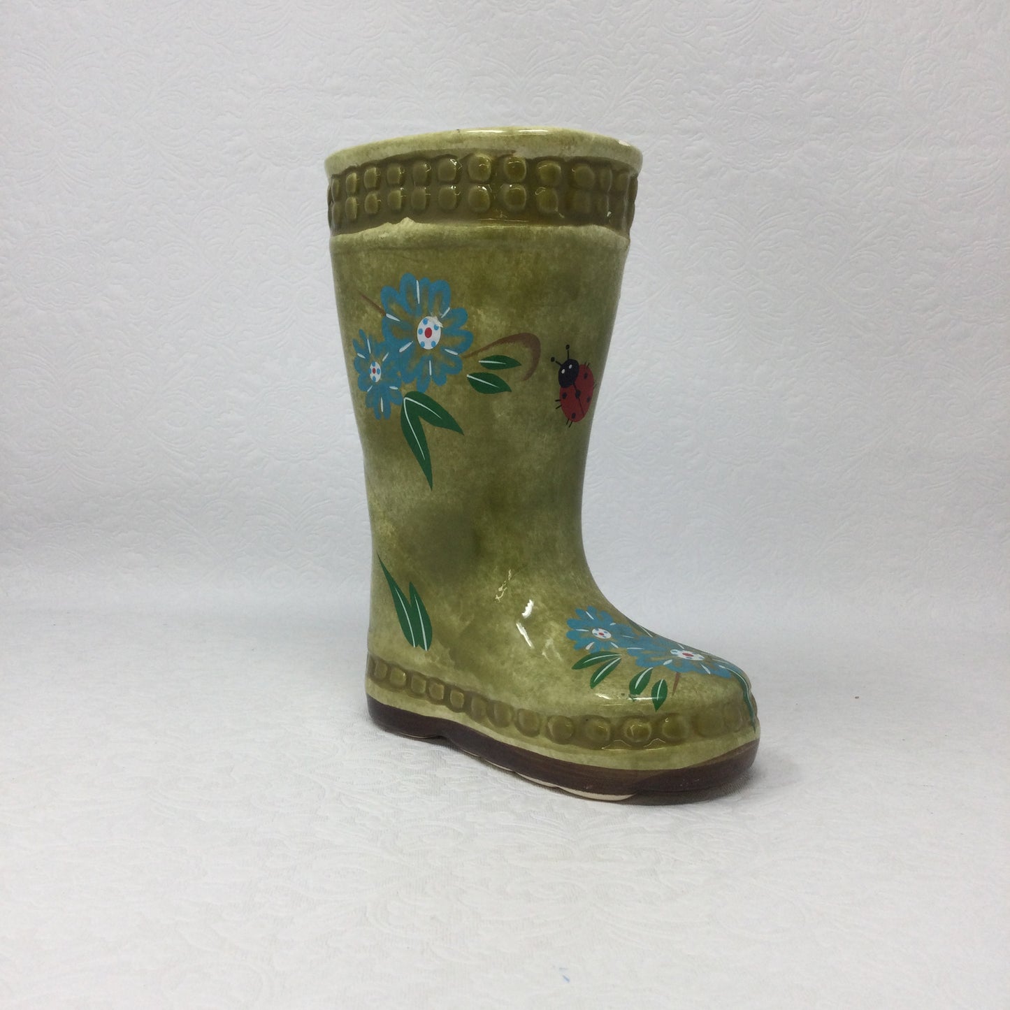 Vintage ceramic floral rain boot