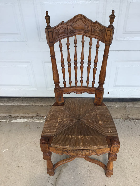 Antique Victorian-Style Pressed Back Wooden Dining Chair