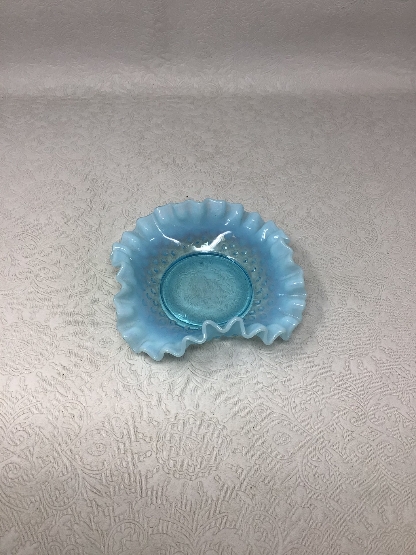 Vintage Fenton Blue Opalescent Hobnail Dish