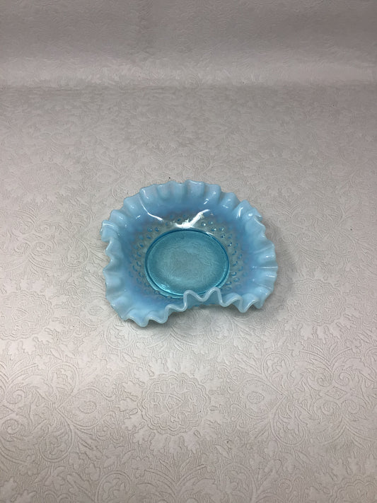 Vintage Fenton Blue Opalescent Hobnail Dish