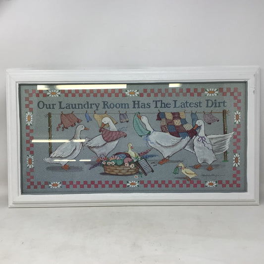 “Our Laundry Has the Latest Dirt” Framed Duck Picture