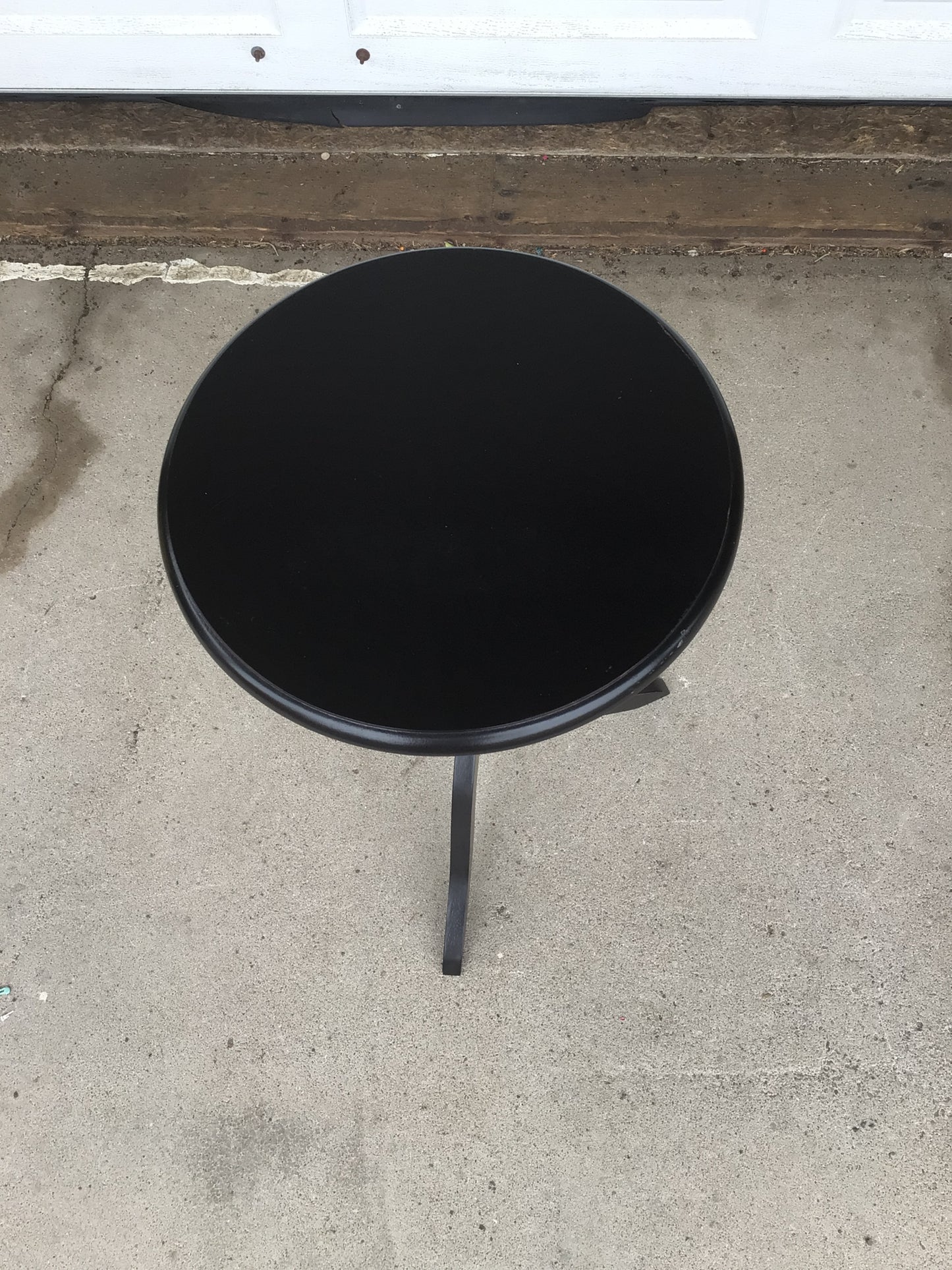 Round Black Painted Wooden Plant Table