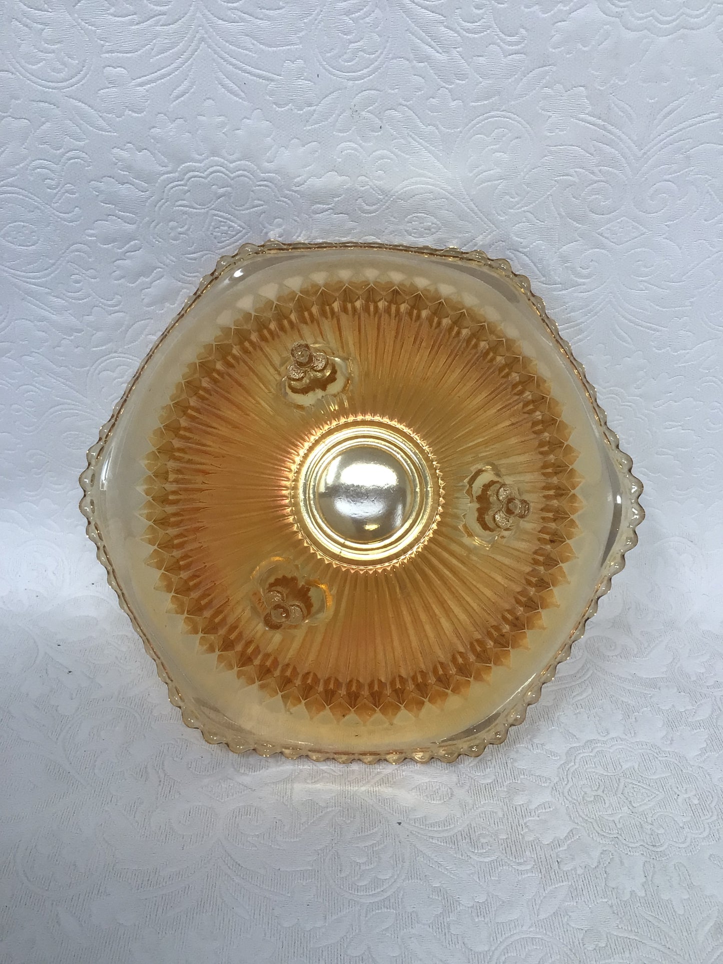 Jeannette Anniversary Marigold Carnival Glass Bowl