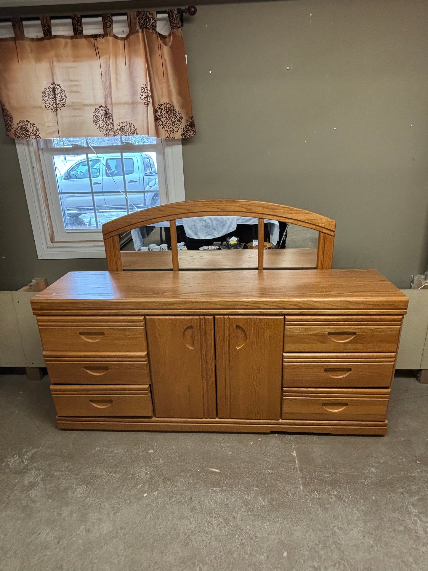 Oak Dresser With Mirror