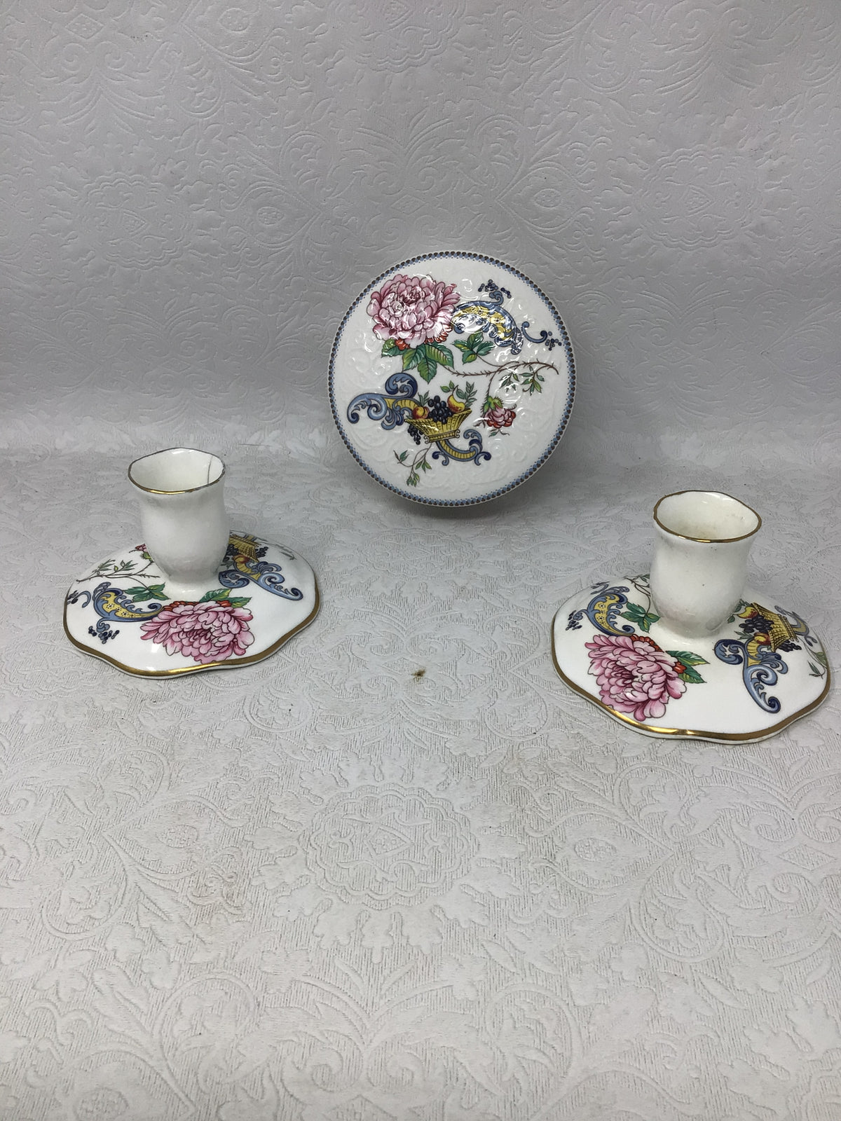 Chelsea Manor Trinket Box and 2 Candlestick Set