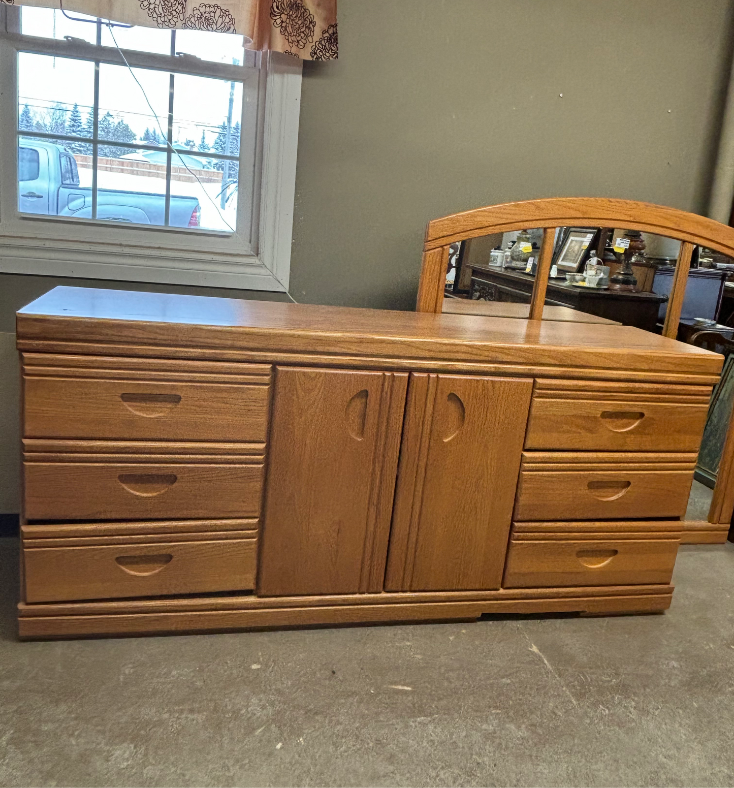 Oak Dresser With Mirror