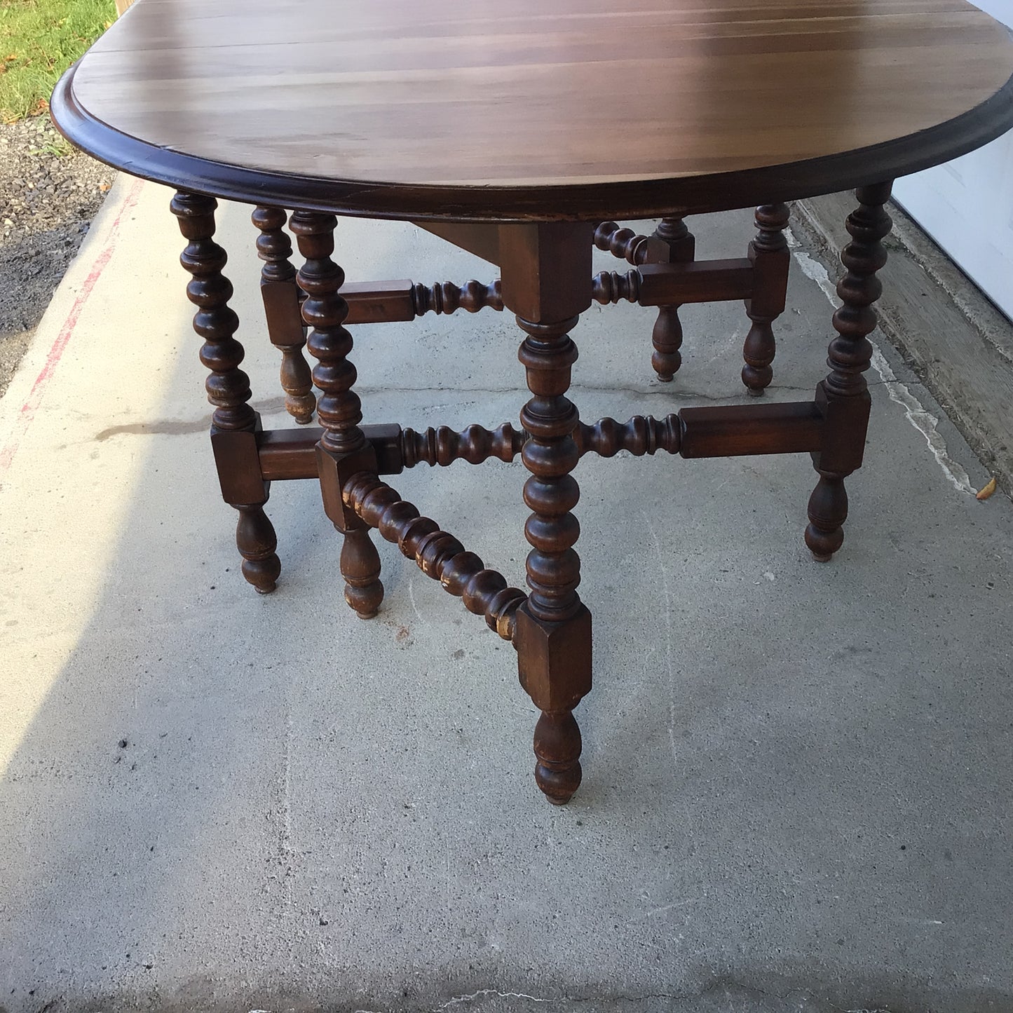 Antique 1920’s Rejuvenated Barley Twist Oak Gateleg Table With Drop Leaf