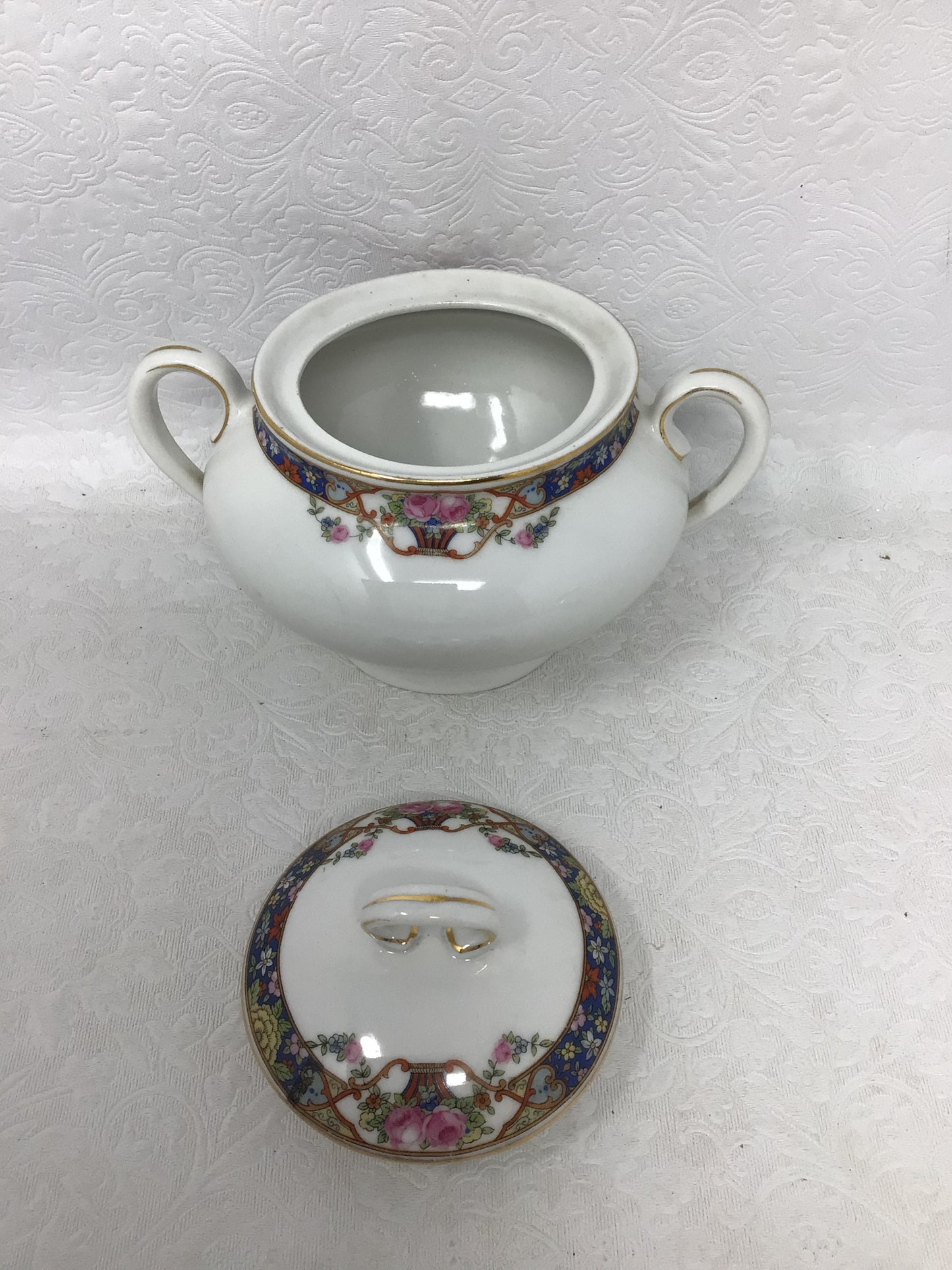 Creamer and Sugar with Floral Pattern