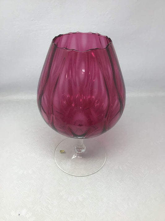 Vintage Large Cranberry Brandy Goblet Vase