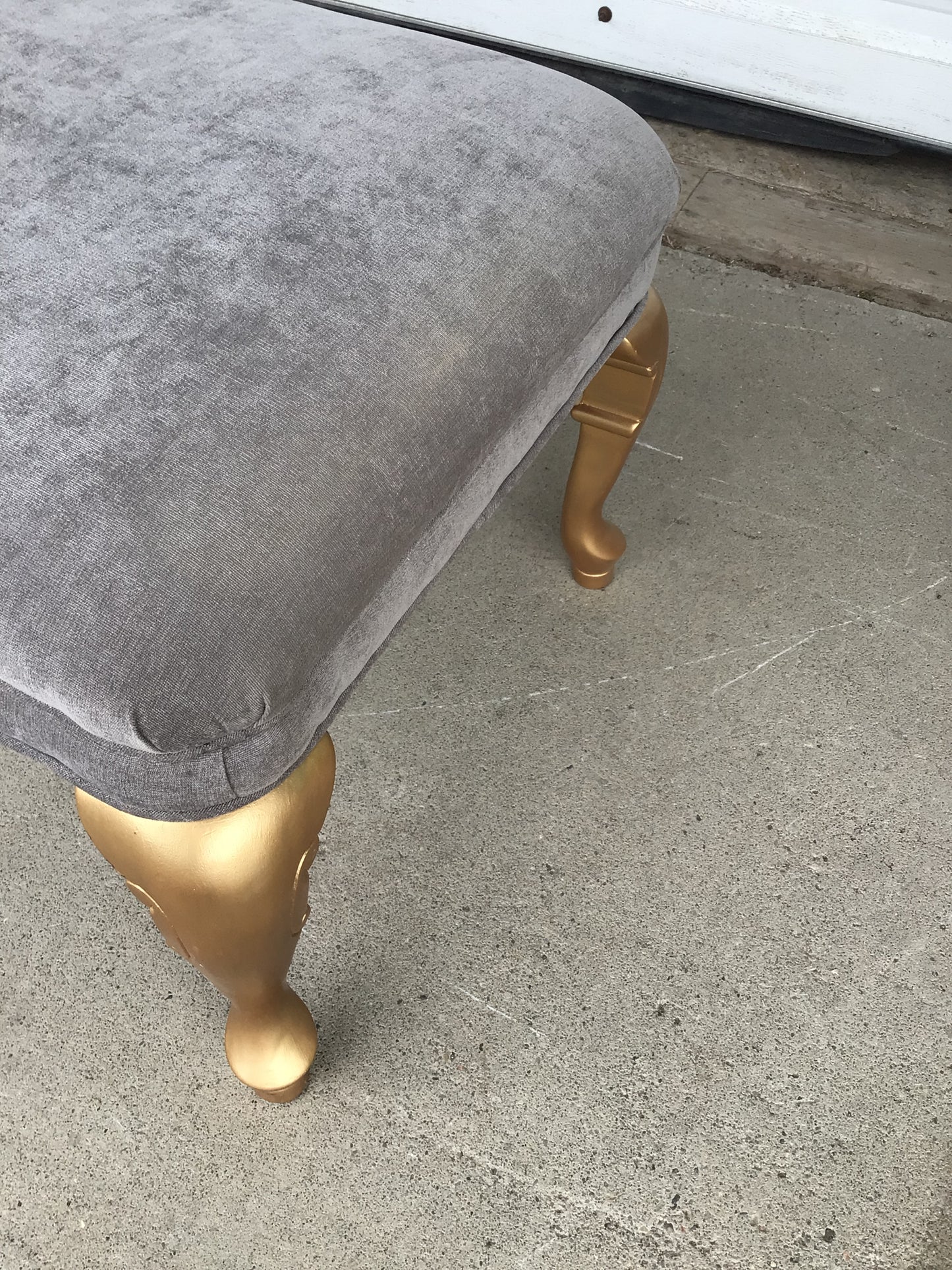 Grey Velvet Bench