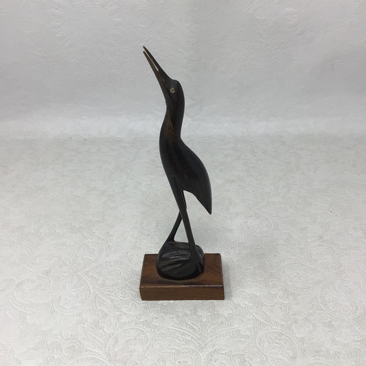 Vintage Hand-Carved Heron Figurine