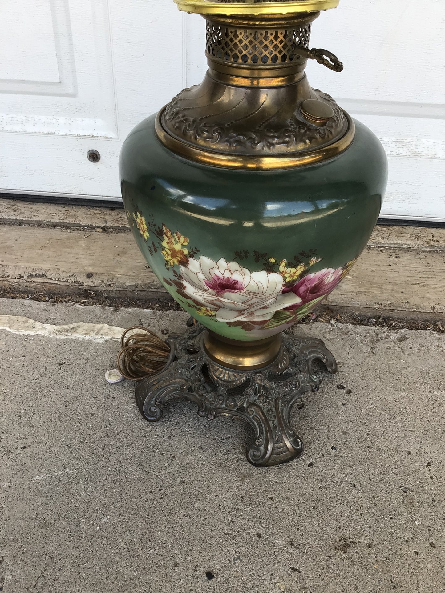 Antique Electrified Oil Lamp