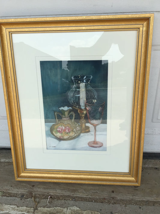 Candle Stick Still Life Signed M.Clark