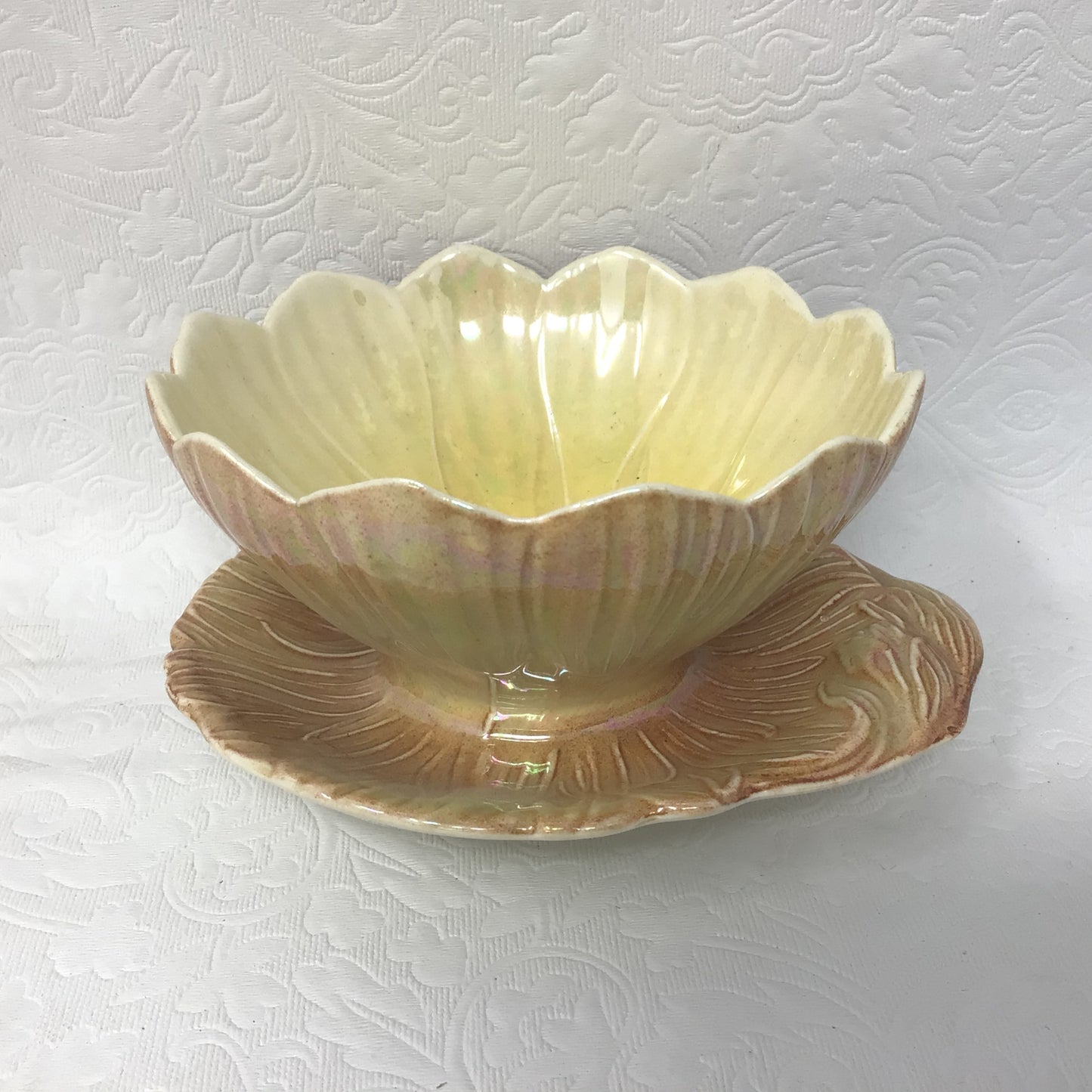 Vintage Royal Winton Lotus Bowl with Attached Saucer