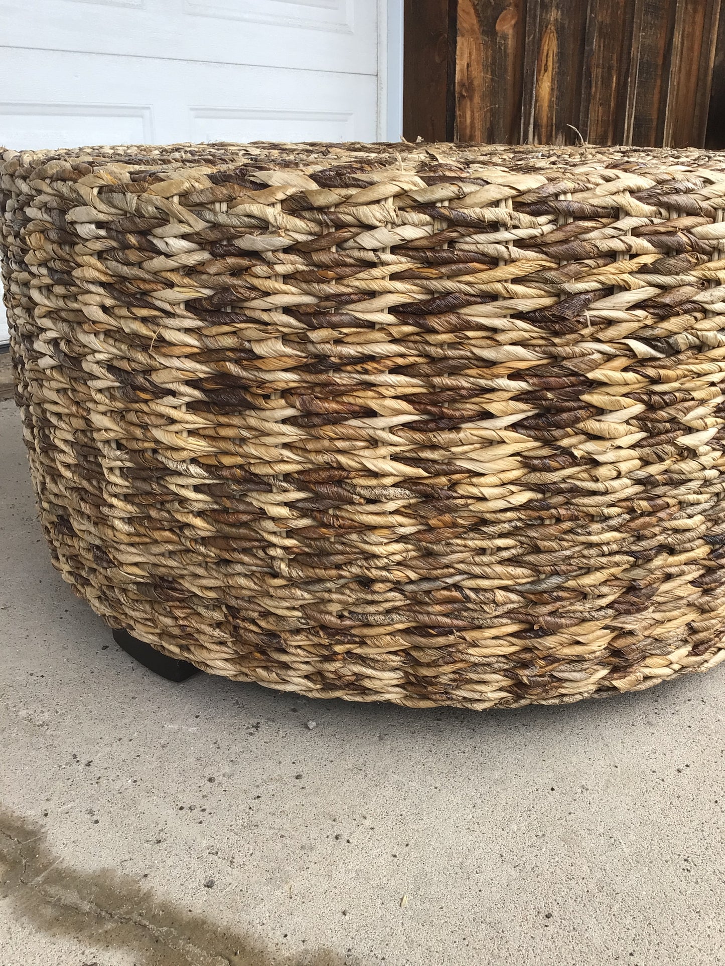 Handwoven Round Abaca Drum Coffee Table