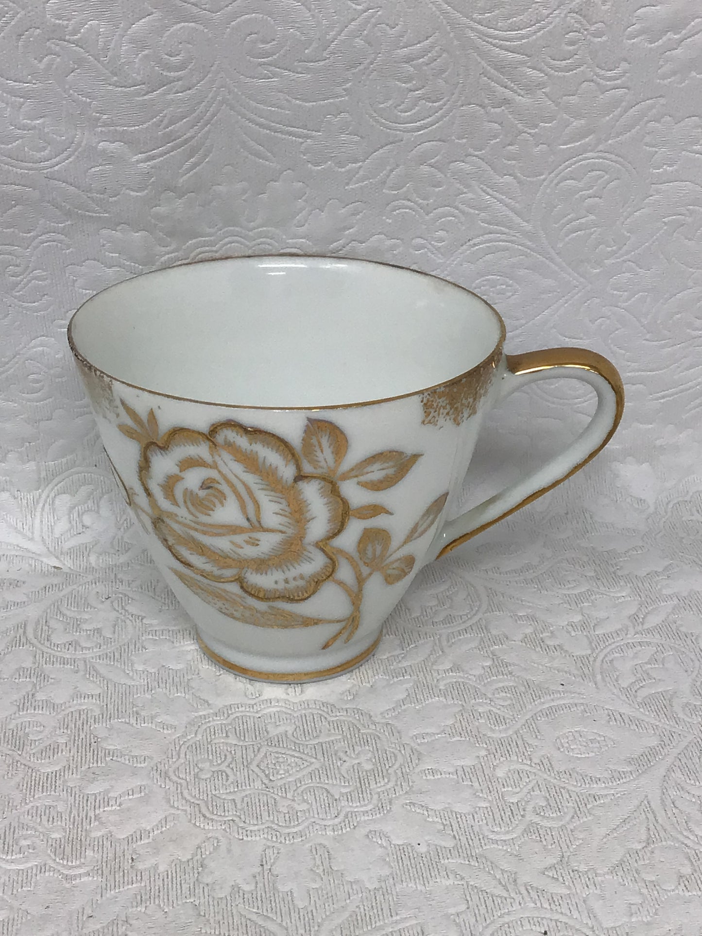 Vintage Oakwood White Porcelain Set, 4 Teacups & 4 Dessert Plates
