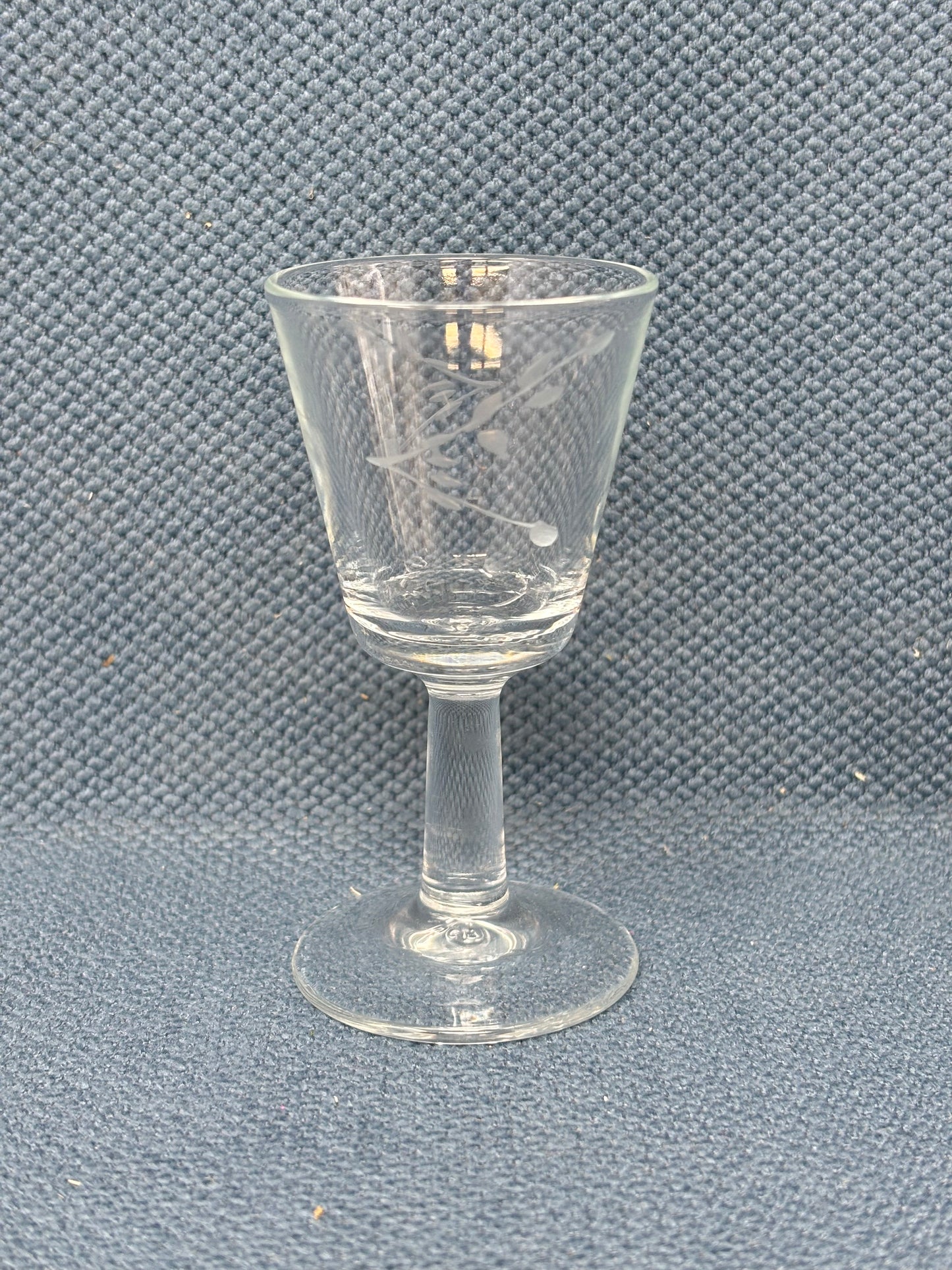 Set Of 4 Floral Etched France Stamped Glasses