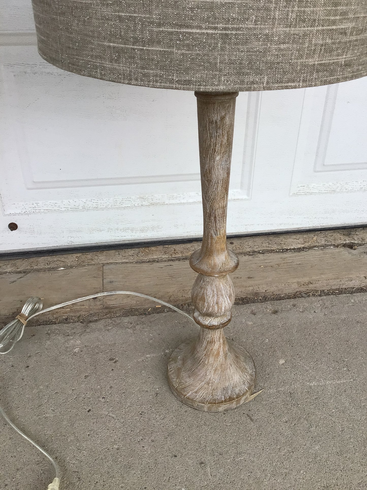Wooden Lamp with Sparkly Shade