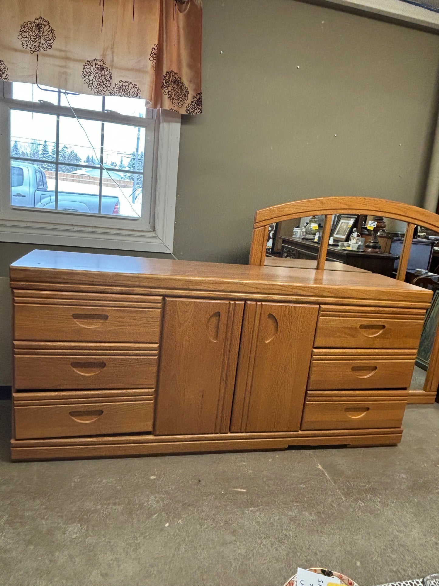 Oak Dresser With Mirror