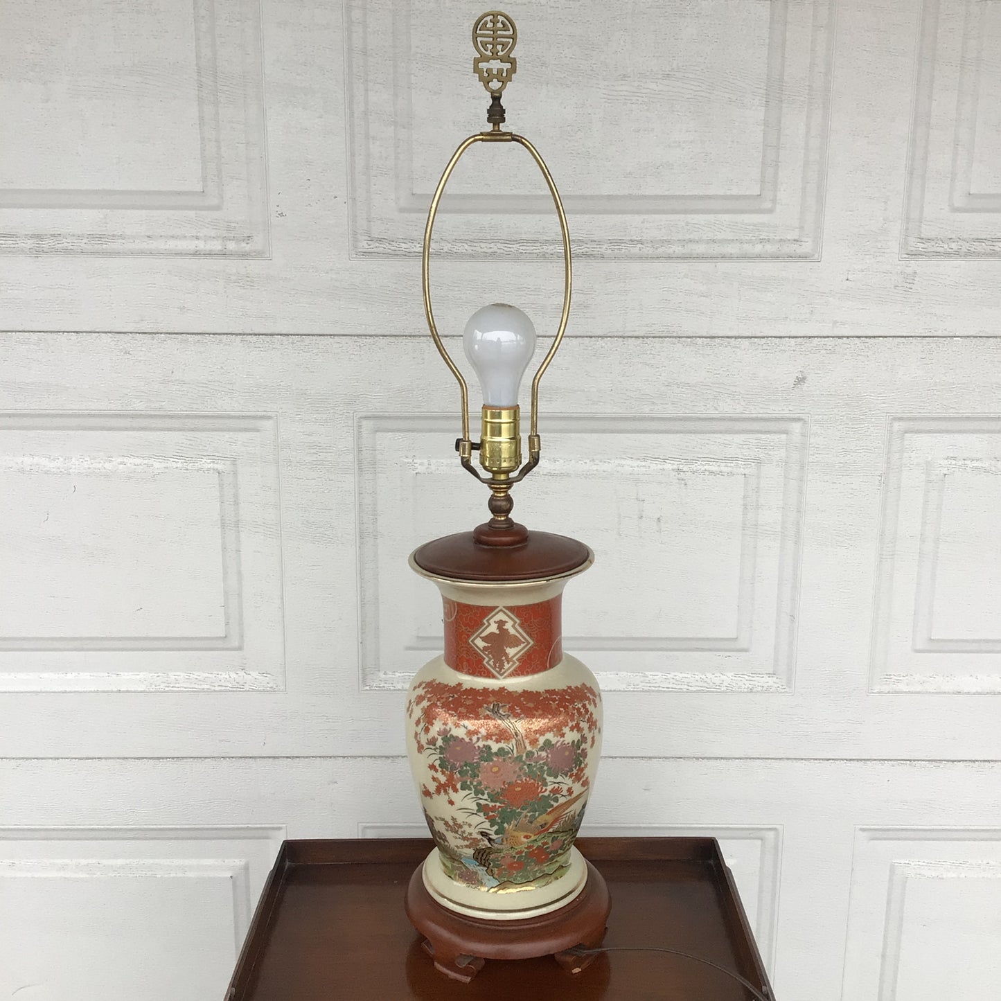 Vintage Kutani Style Porcelain Table Lamp
