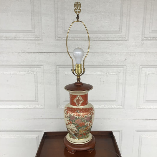 Vintage Kutani Style Porcelain Table Lamp