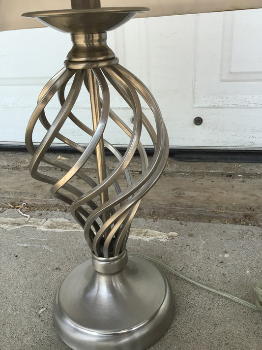 Silver Swirl Lamp with Vintage Shade