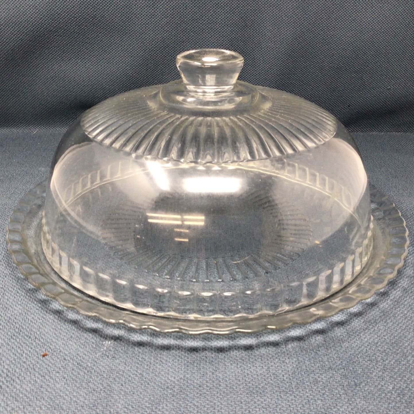 Vintage Large Glass Cake Plate with Dome