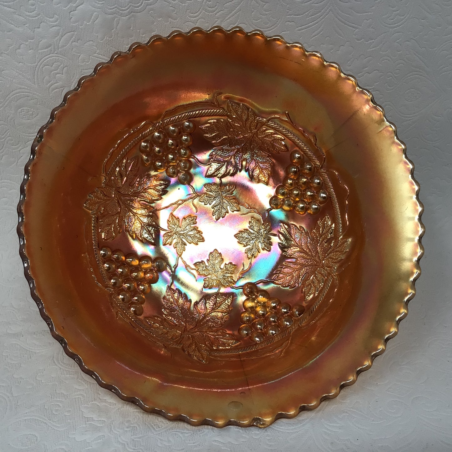 Vintage Fenton Marigold Carnival Glass Footed Bowl