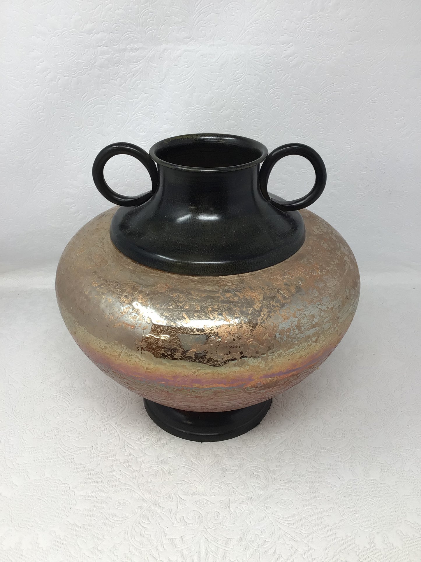 Iridescent Bronzed Handled Vase