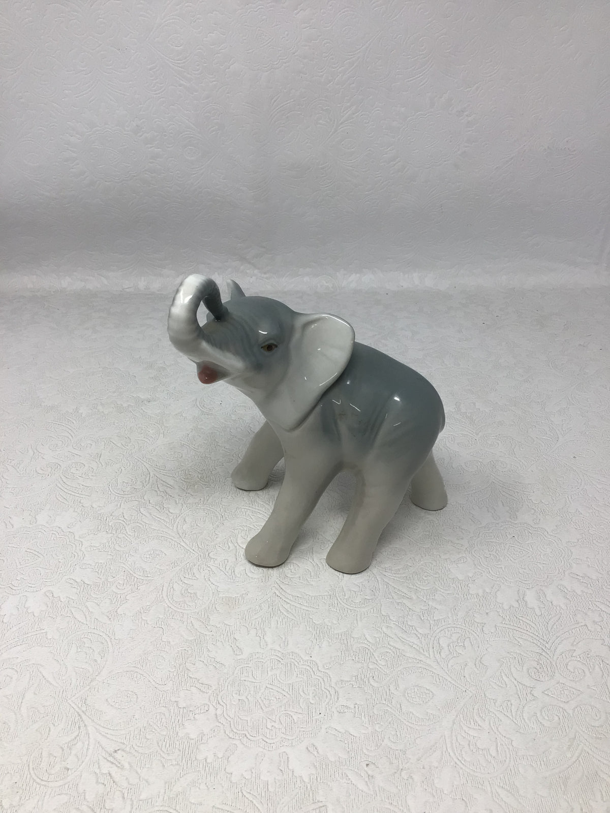 Vintage Glazed Ceramic Elephant Figurine
