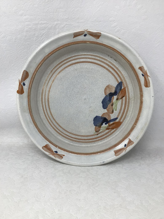 Hand Made Floral Pottery Plate with Handle