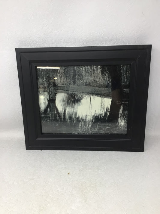Black and White Framed River Reflection Photograph
