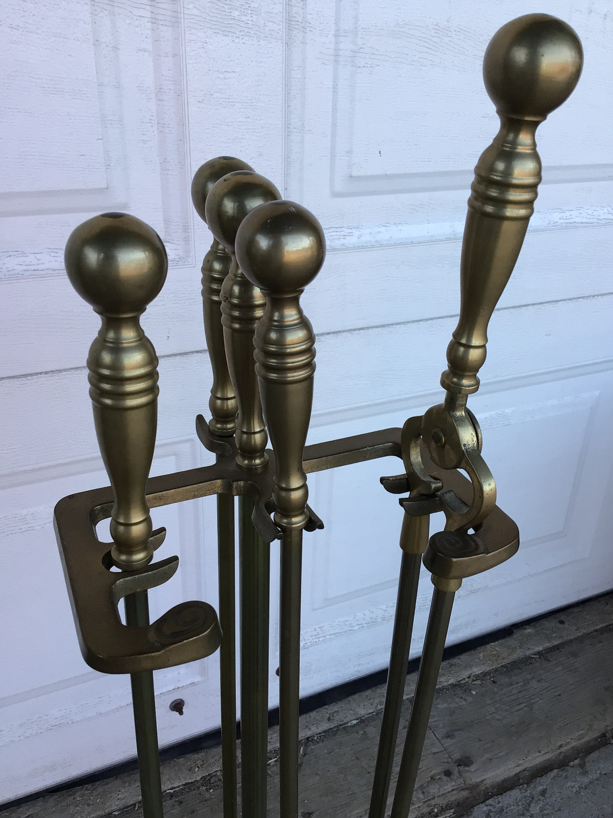 Vintage Brass Plated Fireplace Tool Set