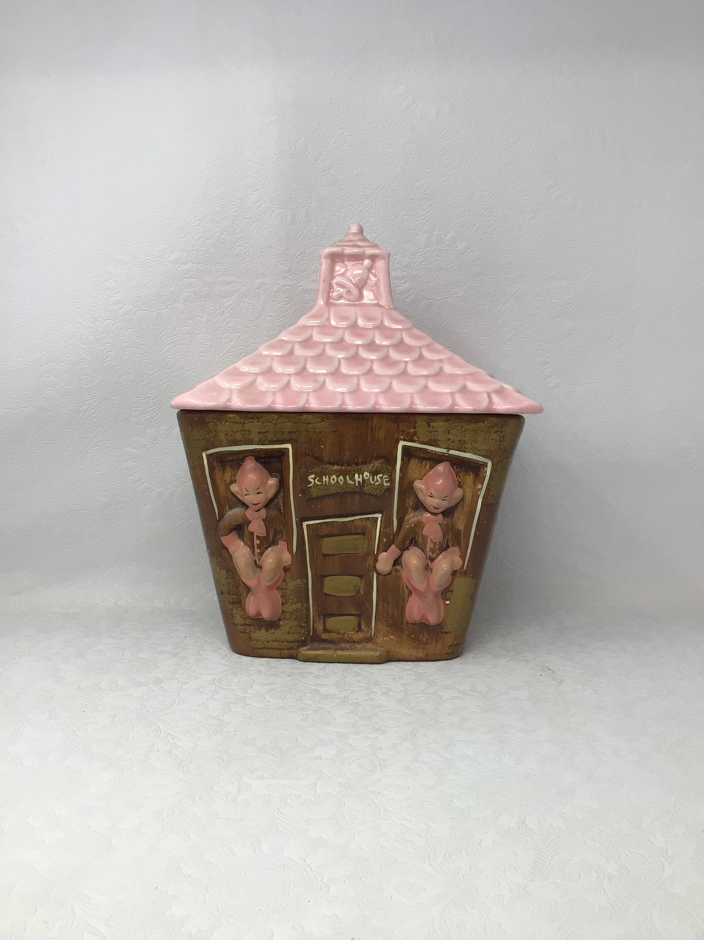 Vintage Gilner Pixie Elf School House Cottage Cookie Jar