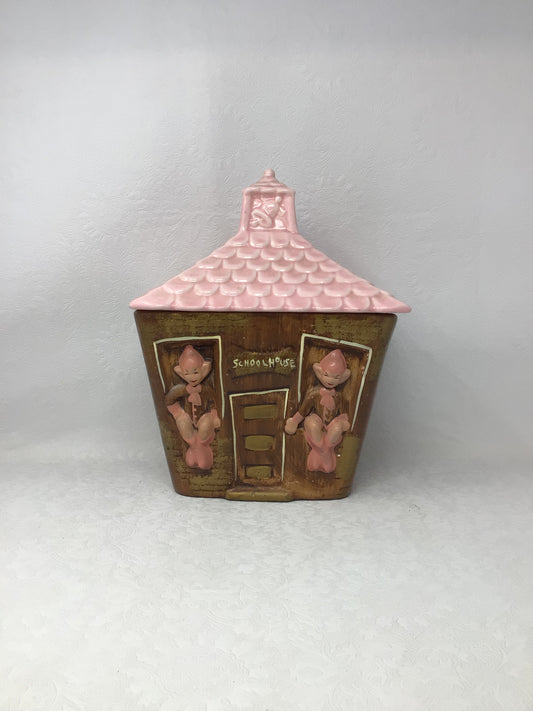 Vintage Gilner Pixie Elf School House Cottage Cookie Jar