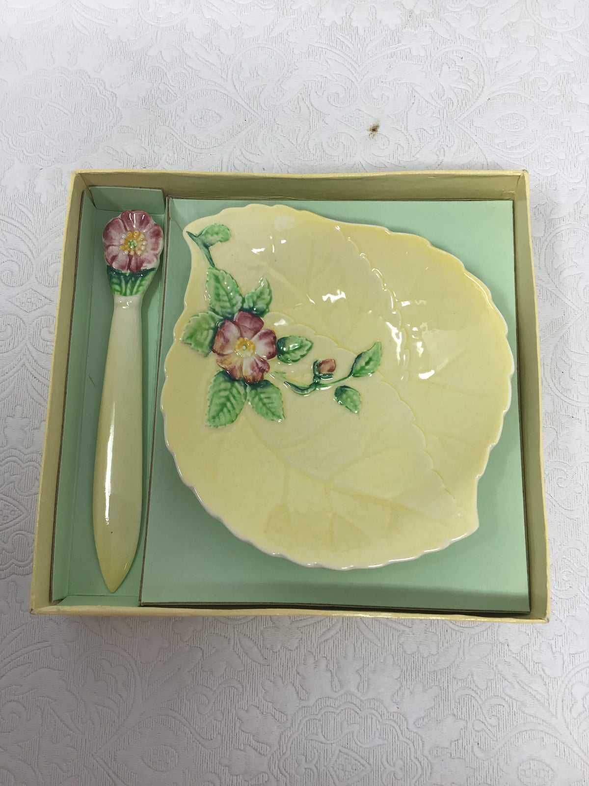 Carlton Ware Leaf Shaped Dish & Spoon