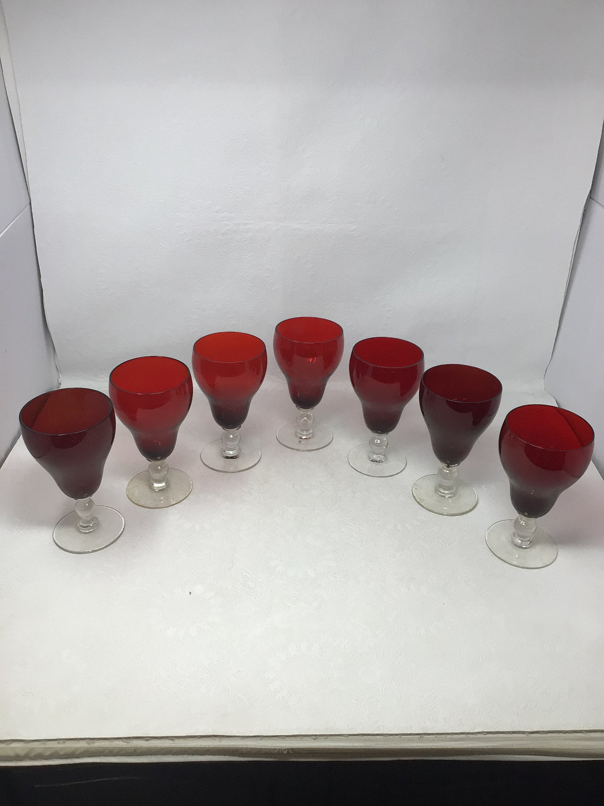 Set of 7 Ruby Red Water Goblets