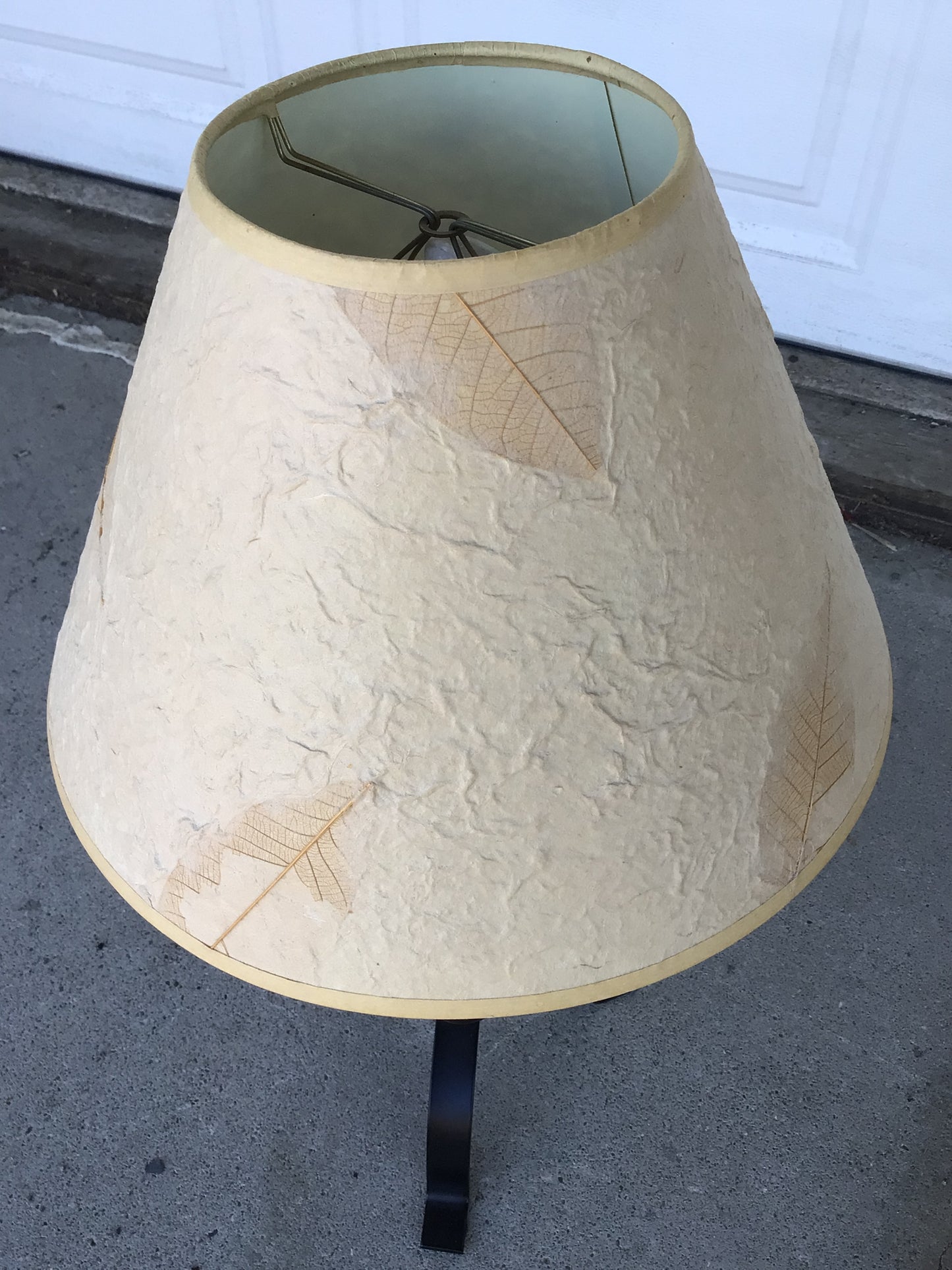 Wrought Iron Table Lamp with Leaf Embossed Shade