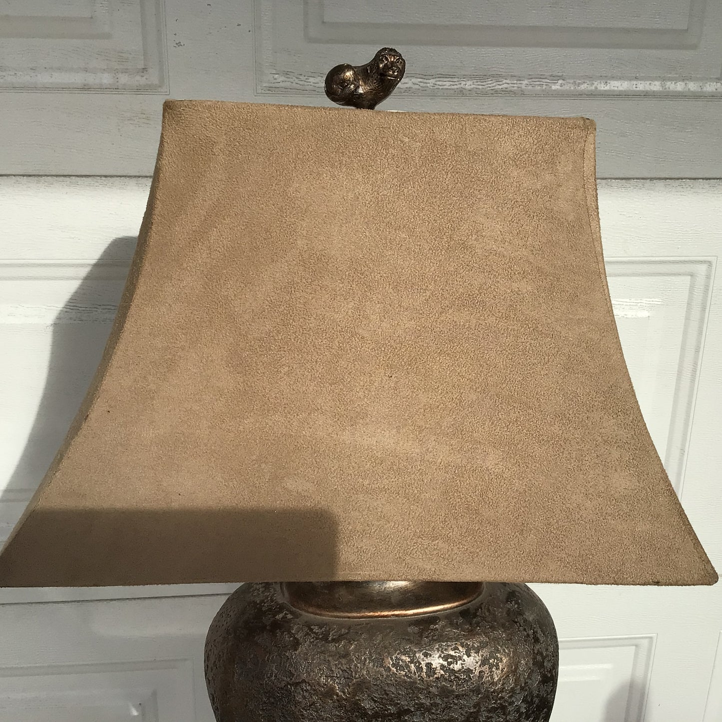 Resin Table Lamp with Suede Lampshade