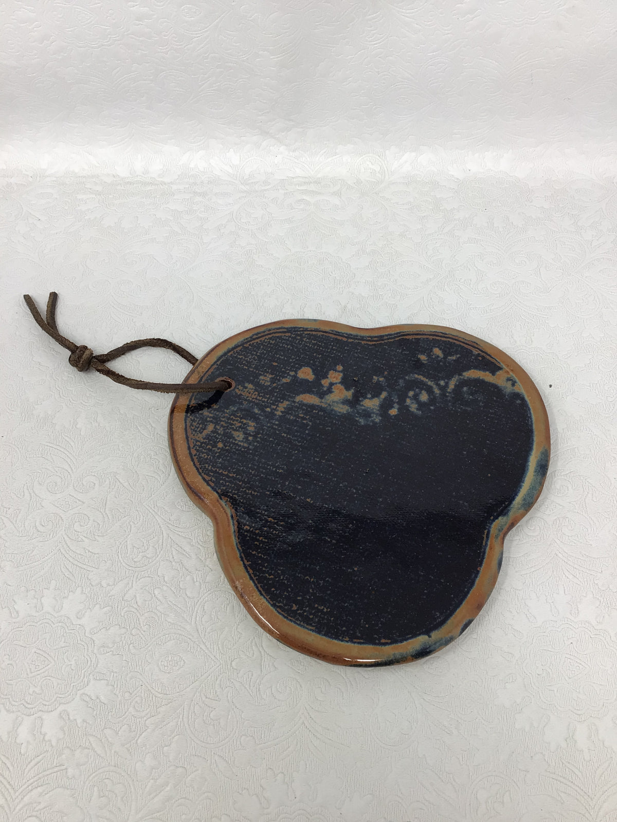 Blue Pottery Trivet and Matching Dish