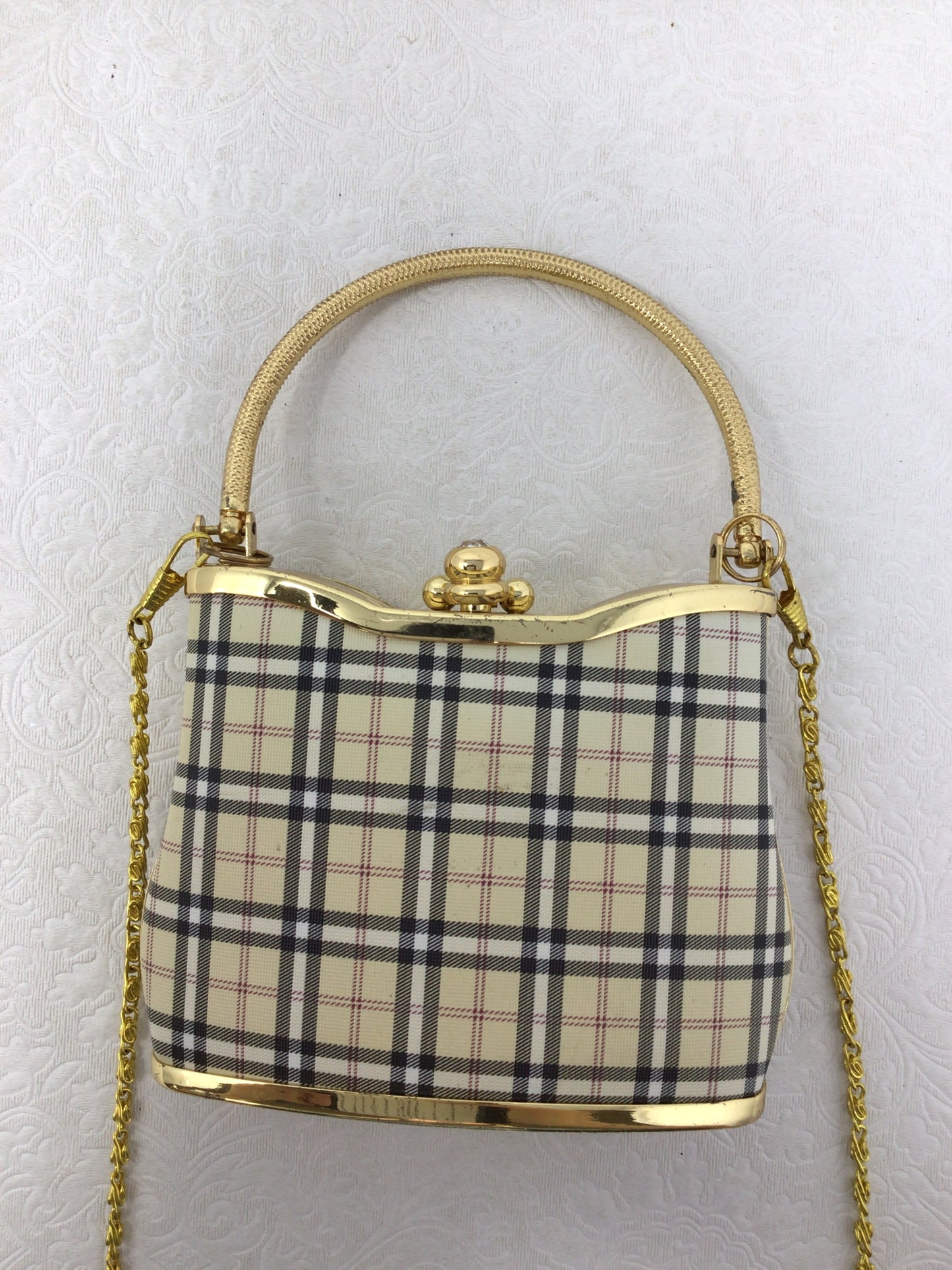 “Vecceli” Gold and Plaid Purse