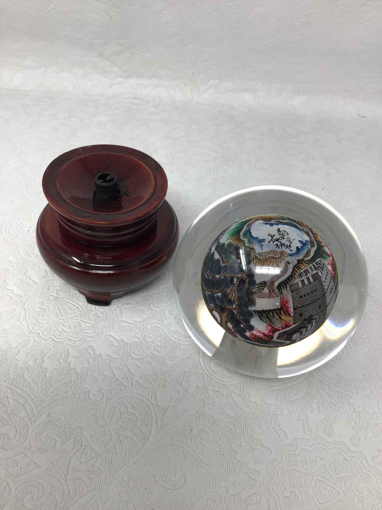 Spinning Reverse Painted Great Wall of China Orb