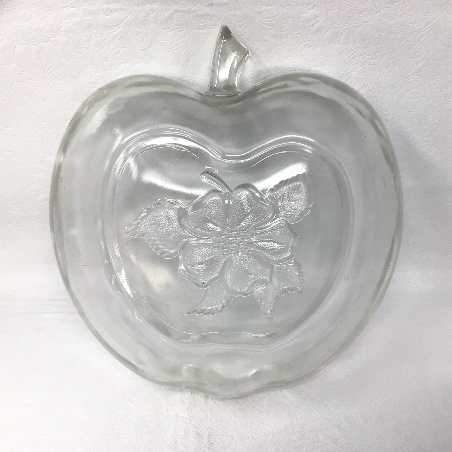 Large Vintage Hazel Atlas Orchard Apple Shaped Glass Serving Bowl