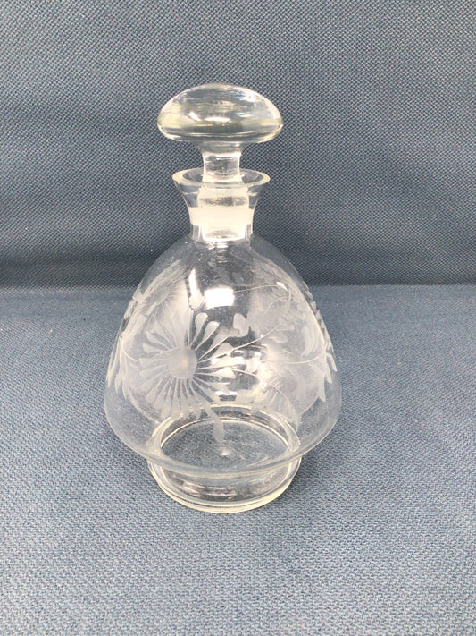 Czechoslovakia Floral Glass Decanter