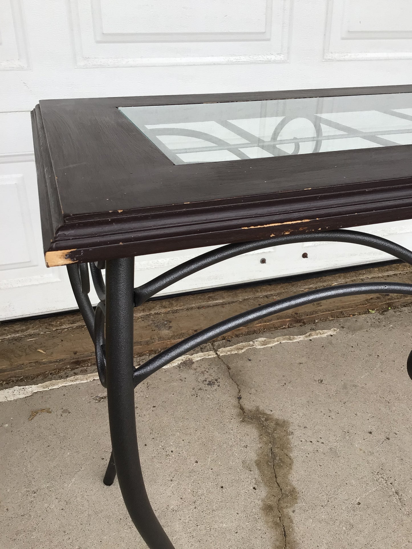 Wrought Iron and Glass Hallway Table