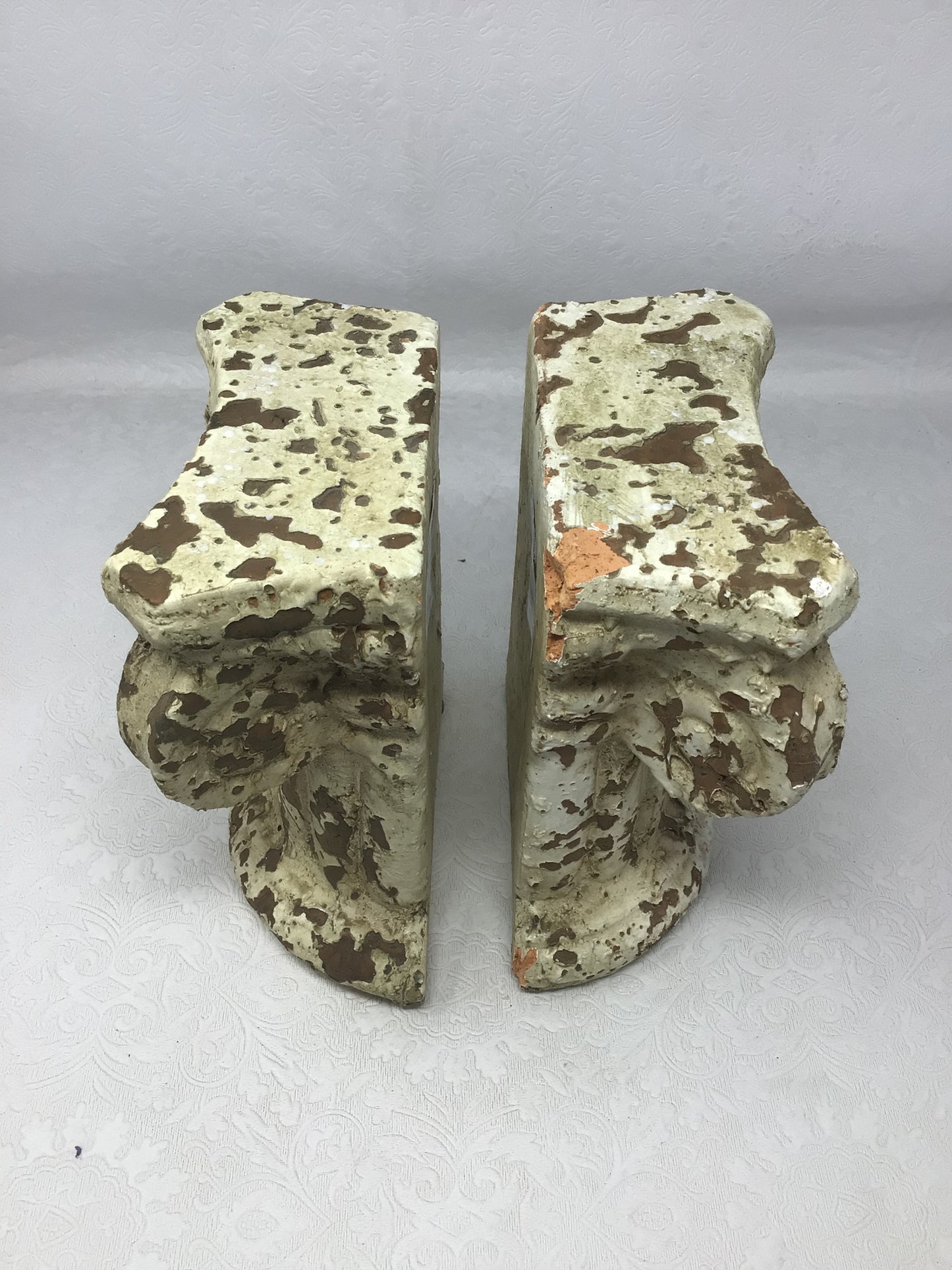 Vintage-Style Distressed Terracotta Bookends