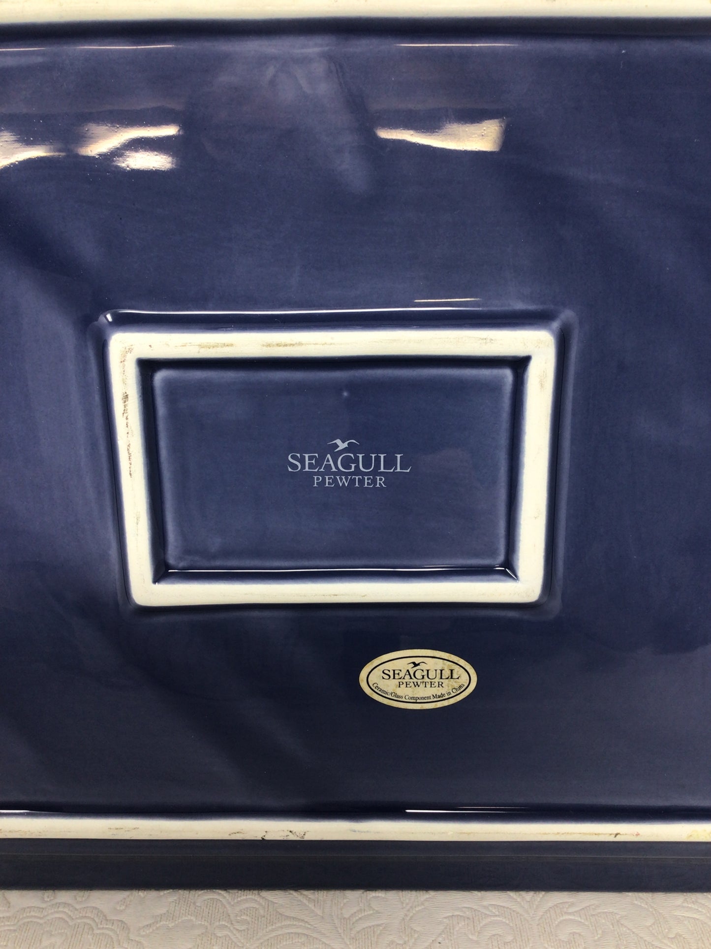 Seagull Porcelain Tray with Butterfly and Dragonfly Motifs