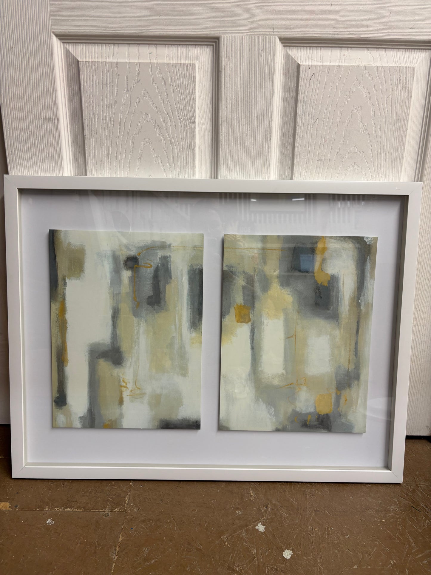 Two Abstract Square Art Pieces in Frame