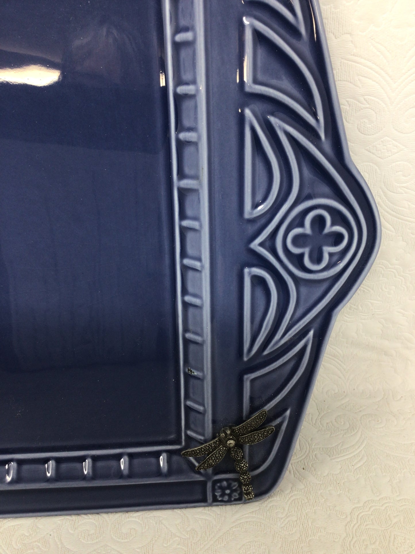 Seagull Porcelain Tray with Butterfly and Dragonfly Motifs