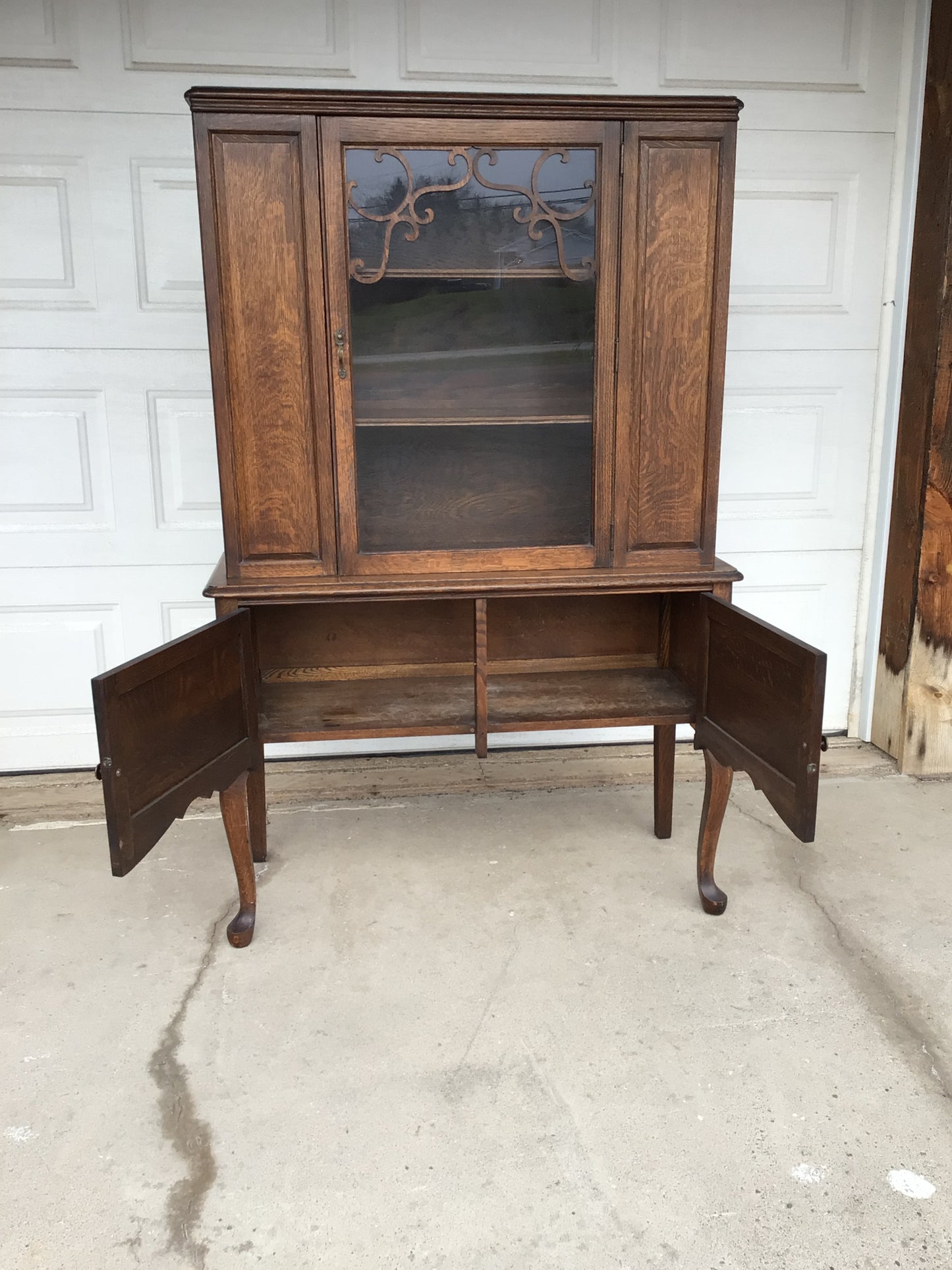 Antique solid wood china cabinet